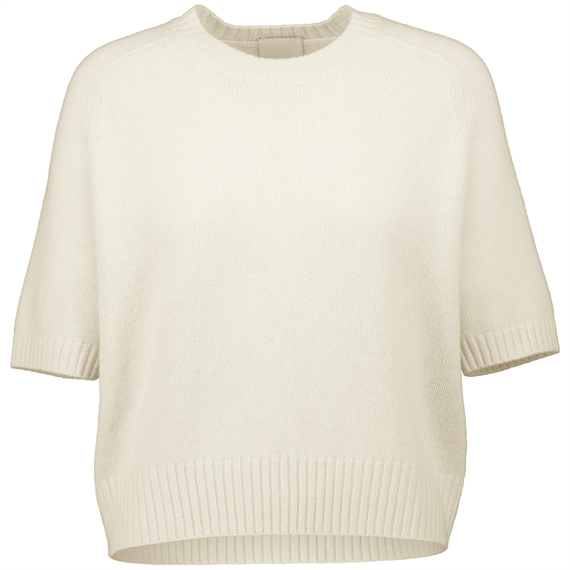 Allude Kortærmet Cashmere Strik, Cream