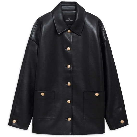 Anine Bing Luca Jacket, Black Recycled Leather