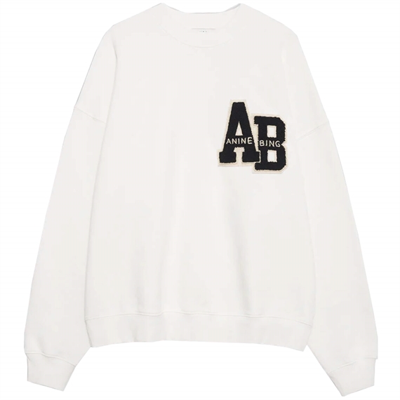 Anine Bing Miles Oversized Sweatshirt Letterman, Offwhite