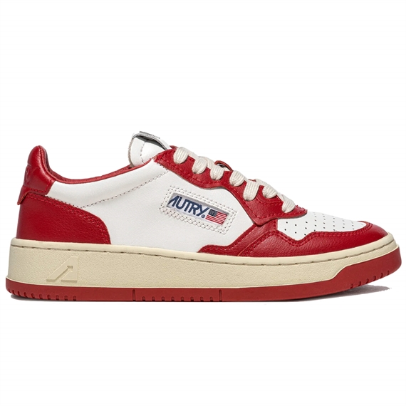 Autry Medalist Low Bicolor Sneakers, White/Red