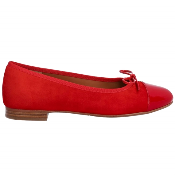 Billi Bi A6021 Ballerina Sko, Red Patent & Suede