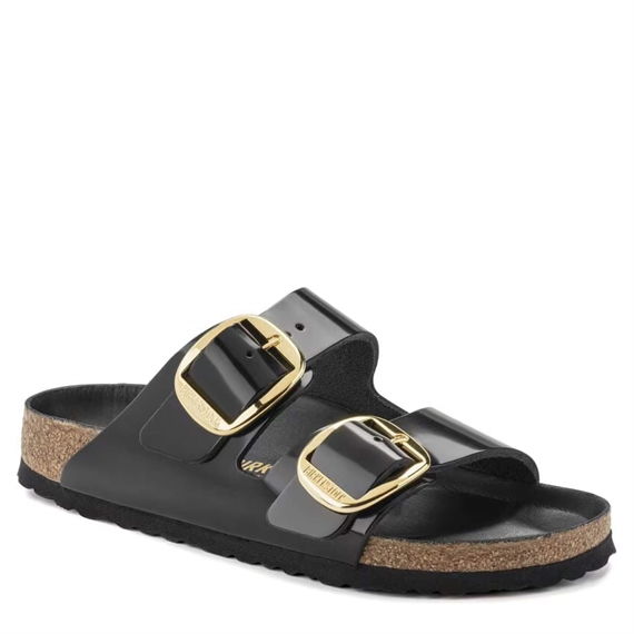 Birkenstock Arizona Big Buckle Sandaler, High Shine Black 