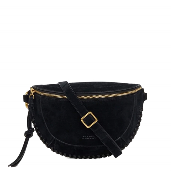 Isabel Marant SKANO Braided Bæltetaske, Black Suede  