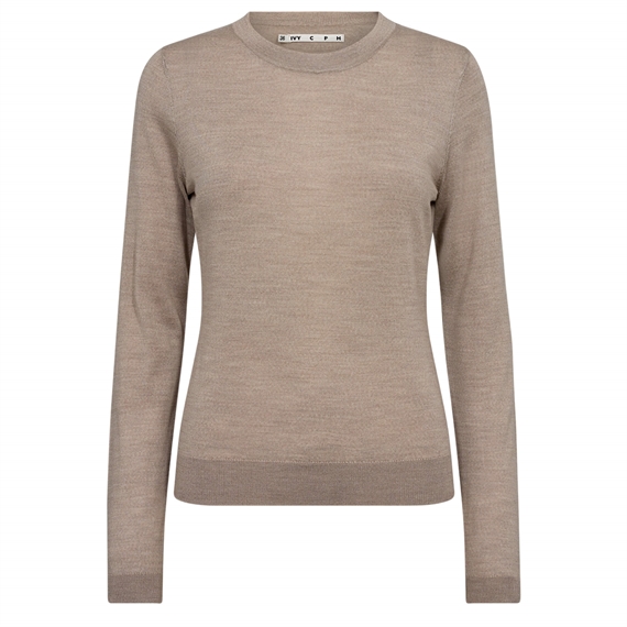 Ivy Copenhagen Essex LS O-Neck Strik, Beige 