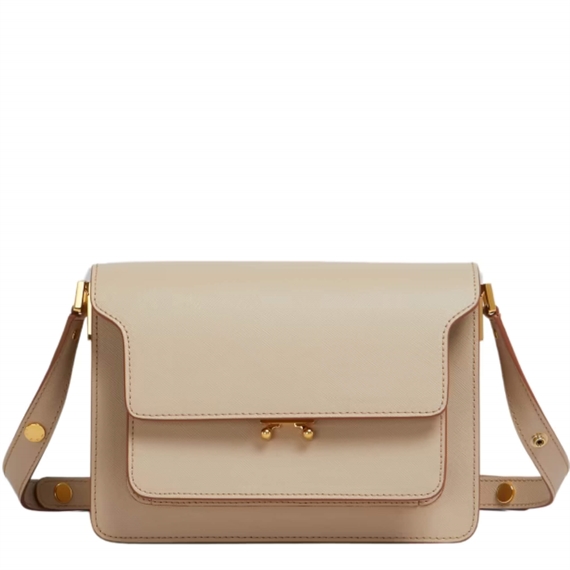 MARNI Saffiano Medium Trunk Bag, Beige 