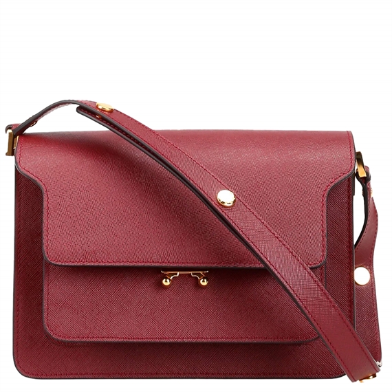 MARNI Saffiano Medium Trunk Bag, Bordeaux