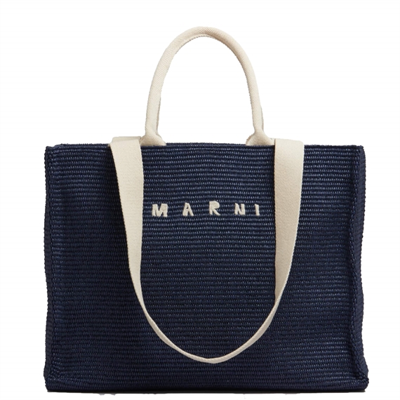 Marni Large Raffia Tote, Ultramarine 