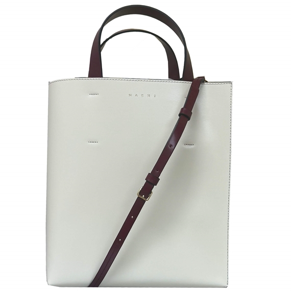 Marni Museo Small Bag, White/Green/Bordeaux