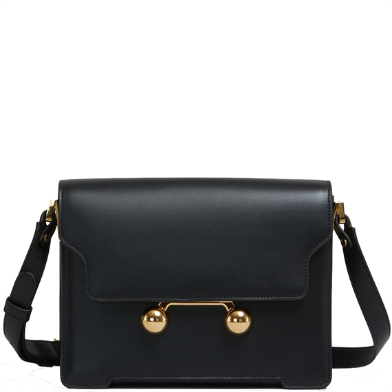 Marni Trunkaroo Medium Shoulder Bag, Black Calf Leather 