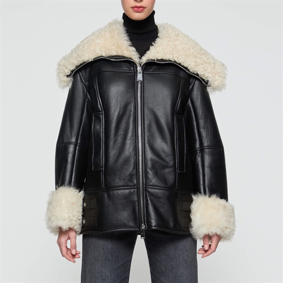 Dondup Montone Shearling Jakke, Sort