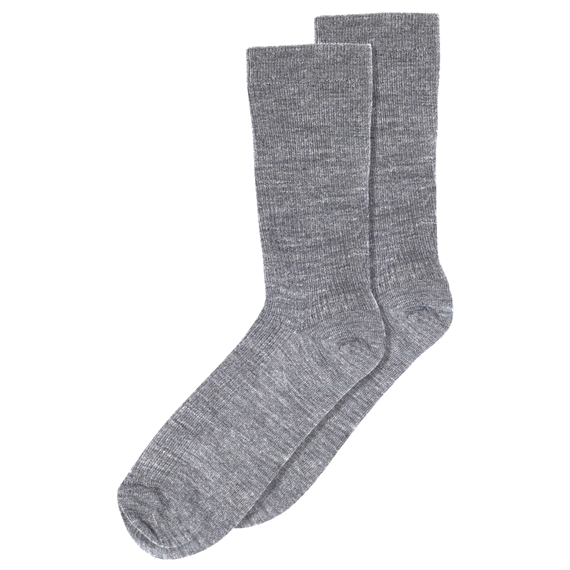 Mp Denmark Fine Wool Rib Strømper, Grey Melange