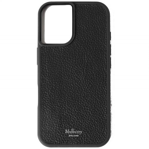 Mulberry Iphone 16 Case Black Small Classic Grain