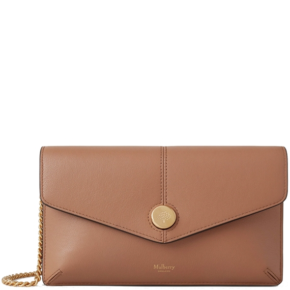 Mulberry Press Stud Pochette on Chain Sable Micro Classic Grain