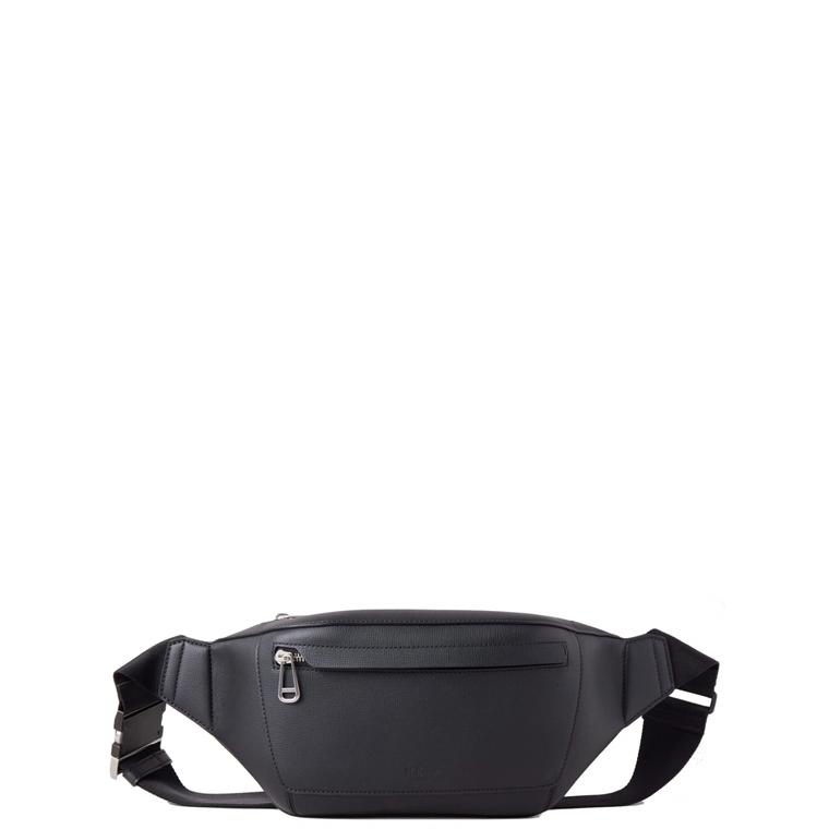 Mulberry Utility Postman\'s Buckle Belt Bag Black Cross-Boarded Grain