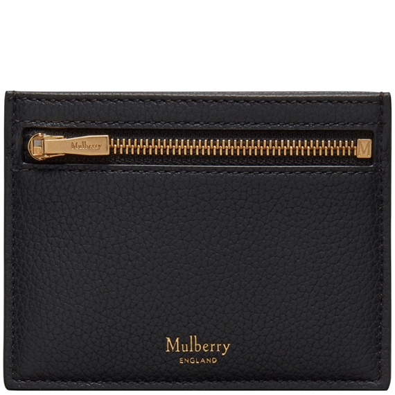 Mulberry Zipped Credit Card Slip Black Classic Grain