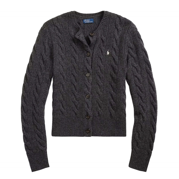 Polo Ralph Lauren Cable-Knit Wool-Cashmere Cardigan, Stadium Grey Heather