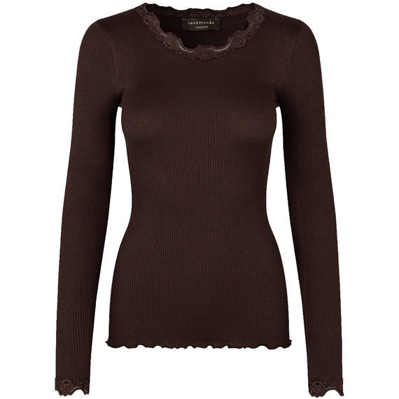 Rosemunde Bluse Med Blonder, Dark Espresso