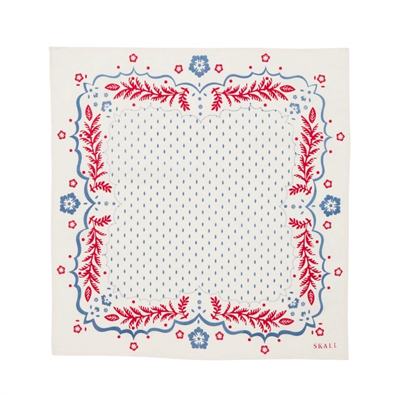 Skall Studio Juniper 55x55 Tørklæde, Cream/Blue/Red 