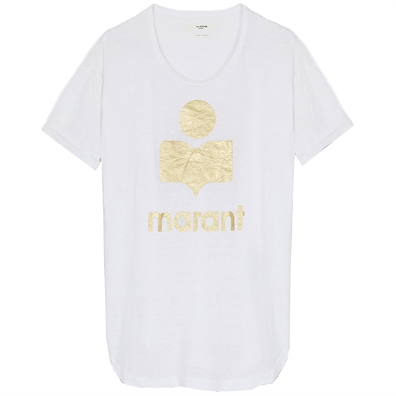 isabel Marant Etoile Koldi T-shirt, White/Light Gold