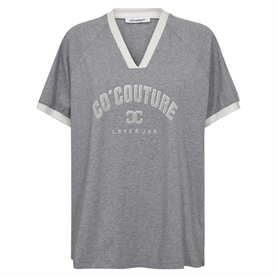 Co'Couture SiaraCC Oversize Sporty V-Tee, Grey Melange